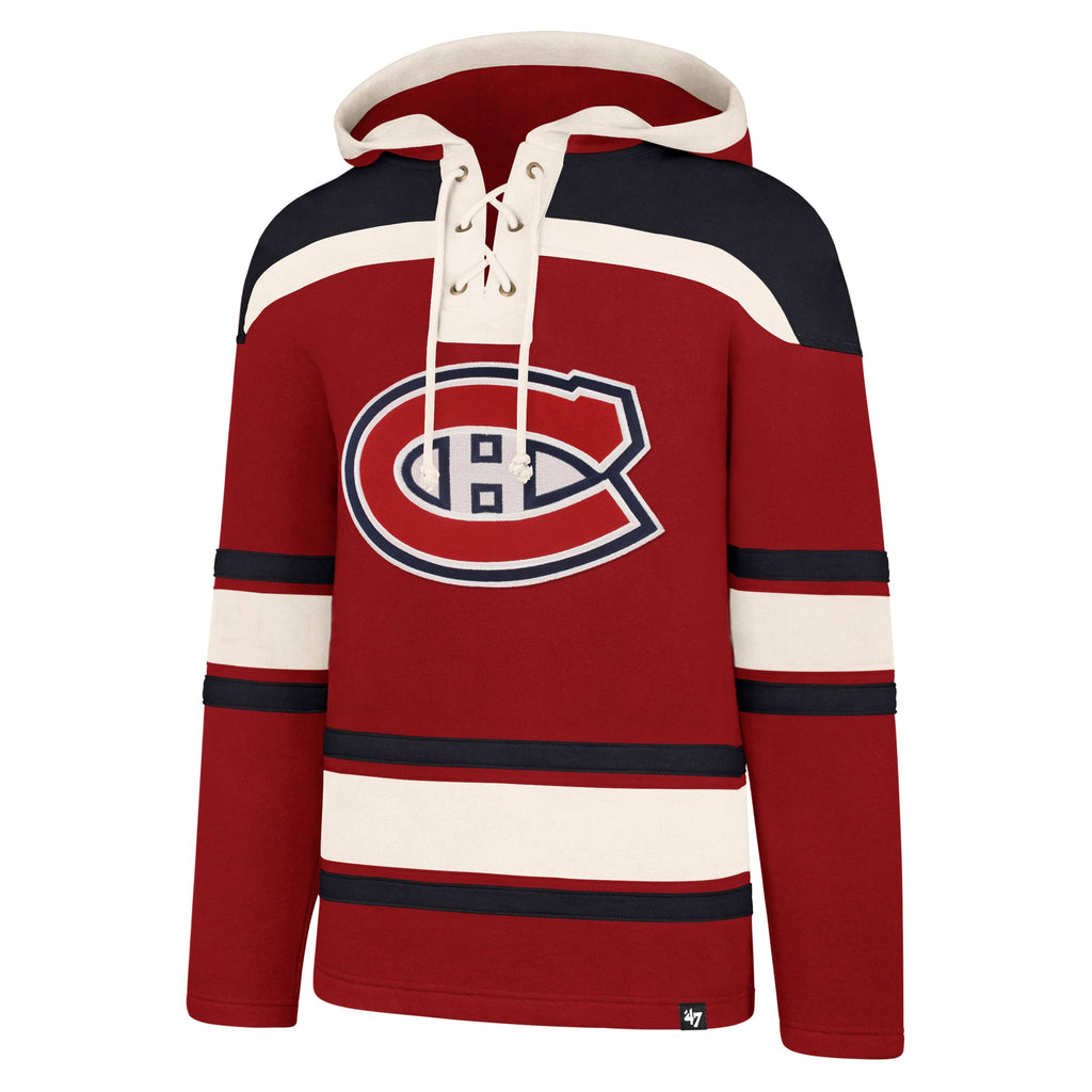 Montreal Canadiens NHL 47 Brand Men Red Heavyweight Lacer Hoodie product image 1, provided for visual reference and product