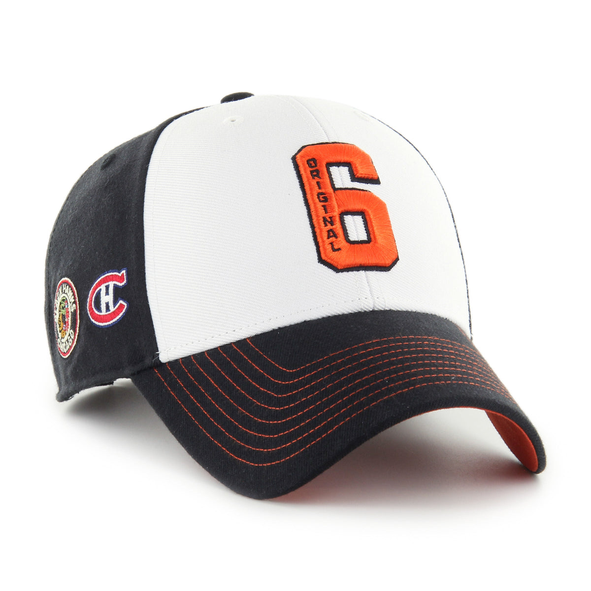 Original Six NHL 47 Brand Men White/Black Scatter MVP Adjustable Hat product image 1, provided for visual reference and