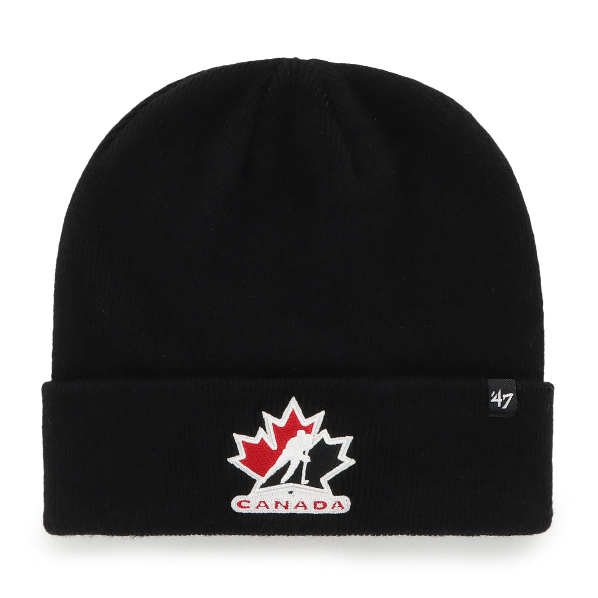 Hockey Canada IIHF 47 Brand Men Black Raised Cuff Knit Beanie product image 1, provided for visual reference and product