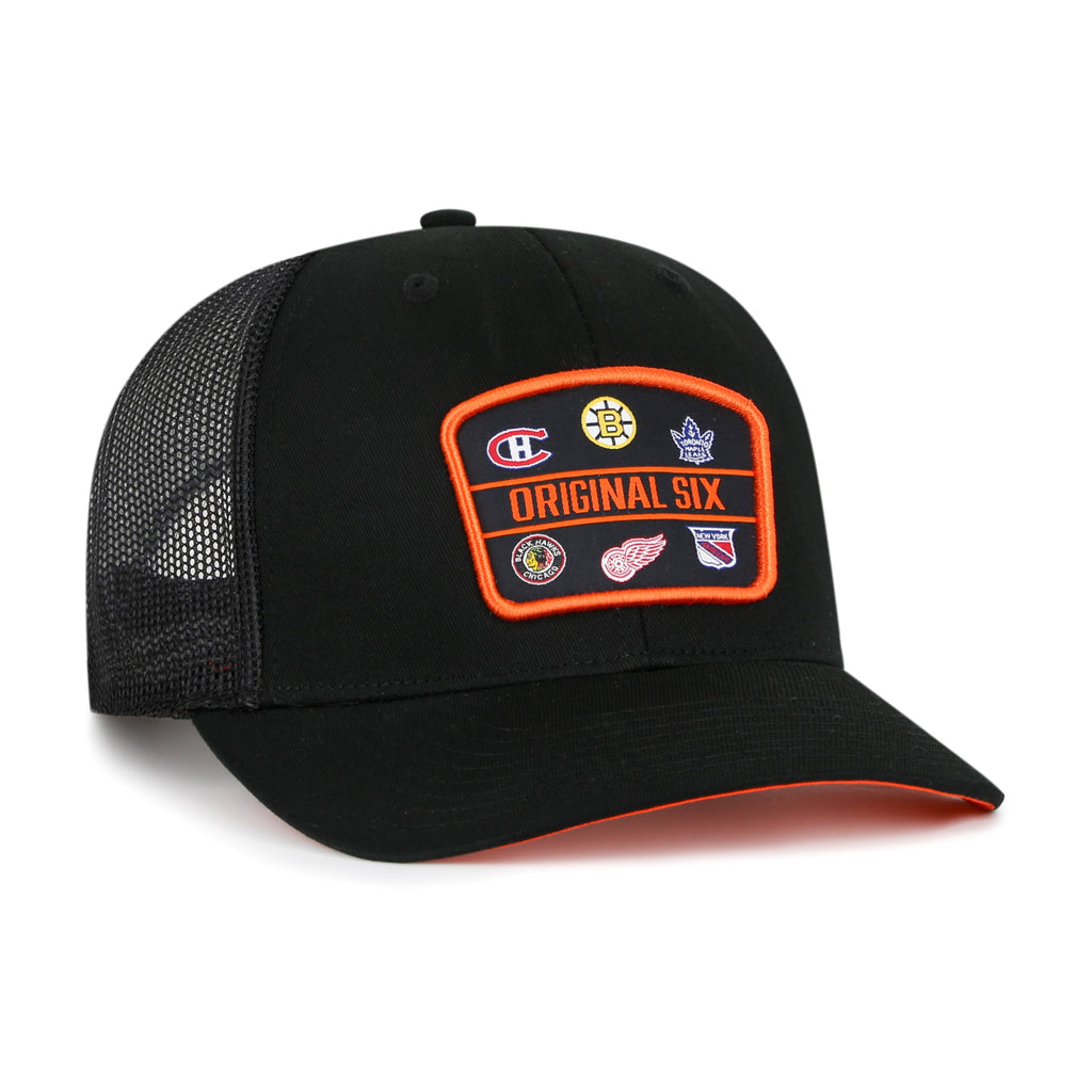 Original Six NHL 47 Brand Men Black Goal Trucker Snapback product image 3, provided for visual reference and product detail