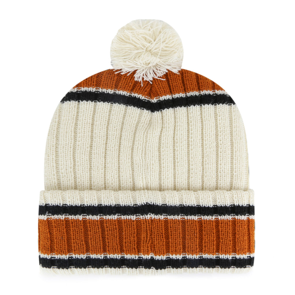 Original Six NHL 47 Brand Men Cream Cluster Cuff Pom Knit Hat product image 2, provided for visual reference and product
