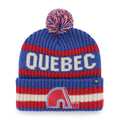 Quebec Nordiques NHL 47 Brand Men Royal Blue/Red Bering Cuff Pom Knit product image 1, provided for visual reference and