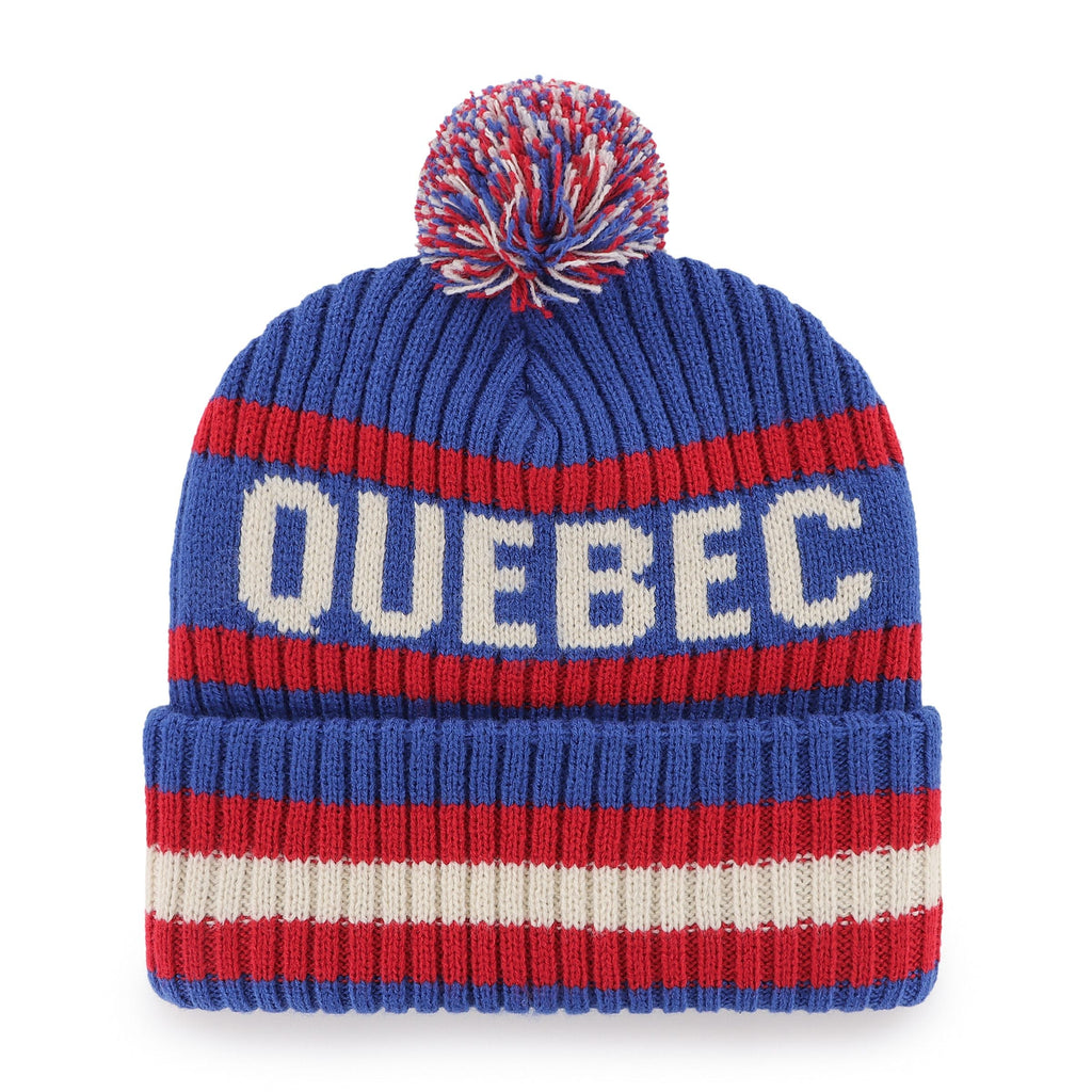 Quebec Nordiques NHL 47 Brand Men Royal Blue/Red Bering Cuff Pom Knit product image 2, provided for visual reference and