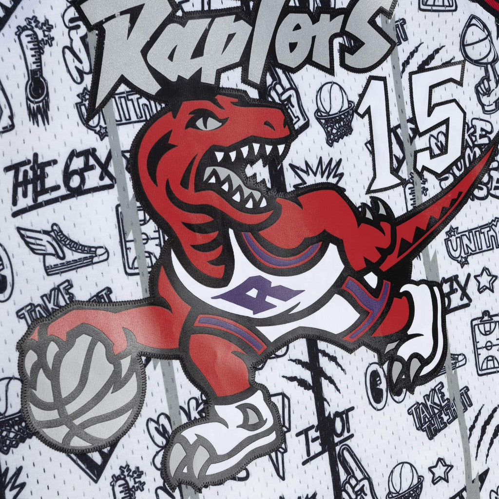 Vince Carter Toronto Raptors NBA Mitchell & Ness Men White 1998-99 Hardwood Classics Doodle Swingman Jersey product image 3,