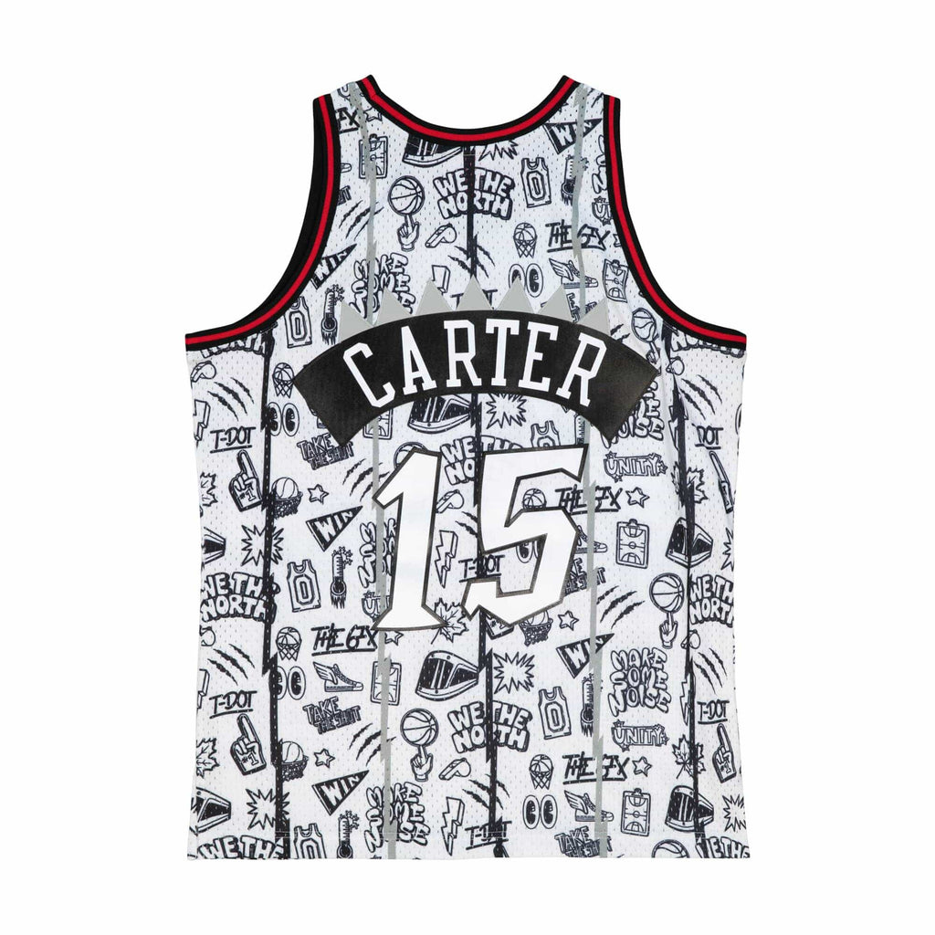 Vince Carter Toronto Raptors NBA Mitchell & Ness Men White 1998-99 Hardwood Classics Doodle Swingman Jersey product image 2,