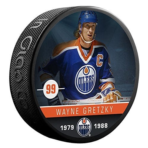 Wayne Gretzky Edmonton Oilers NHL Inglasco Alumni Souvenir Hockey Puck product image 1, provided for visual reference and