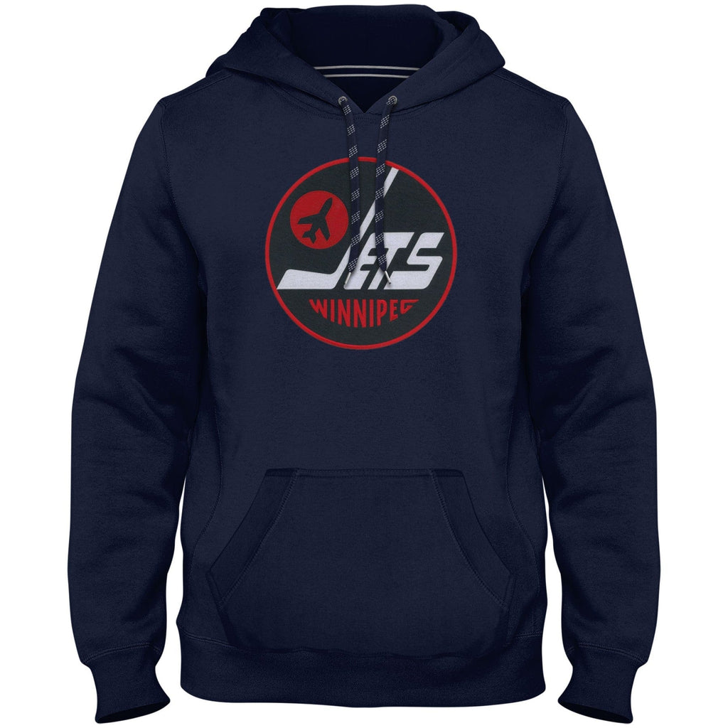 Winnipeg Jets NHL Bulletin Men Navy Express Twill Logo Hoodie product image 1, provided for visual reference and product