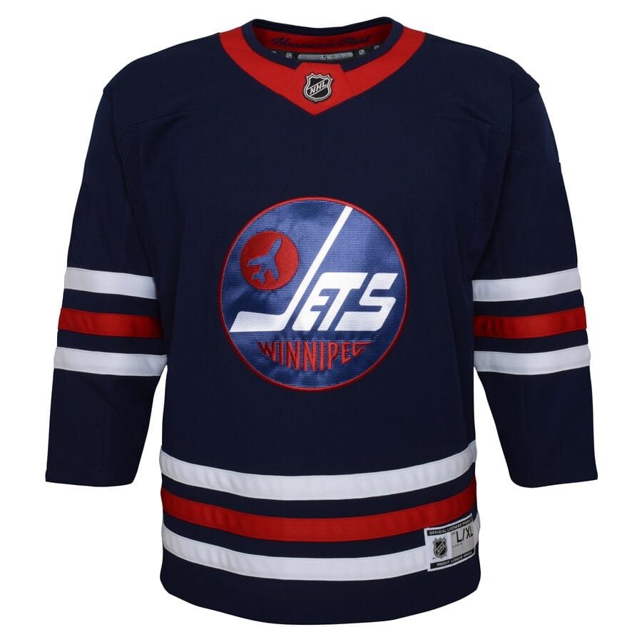 Winnipeg Jets NHL Outerstuff Youth Navy Alternate Premier Jersey product image 1, provided for visual reference and product