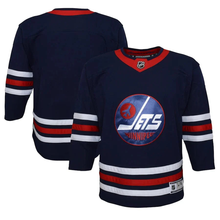 Winnipeg Jets NHL Outerstuff Youth Navy Alternate Premier Jersey product image 3, provided for visual reference and product