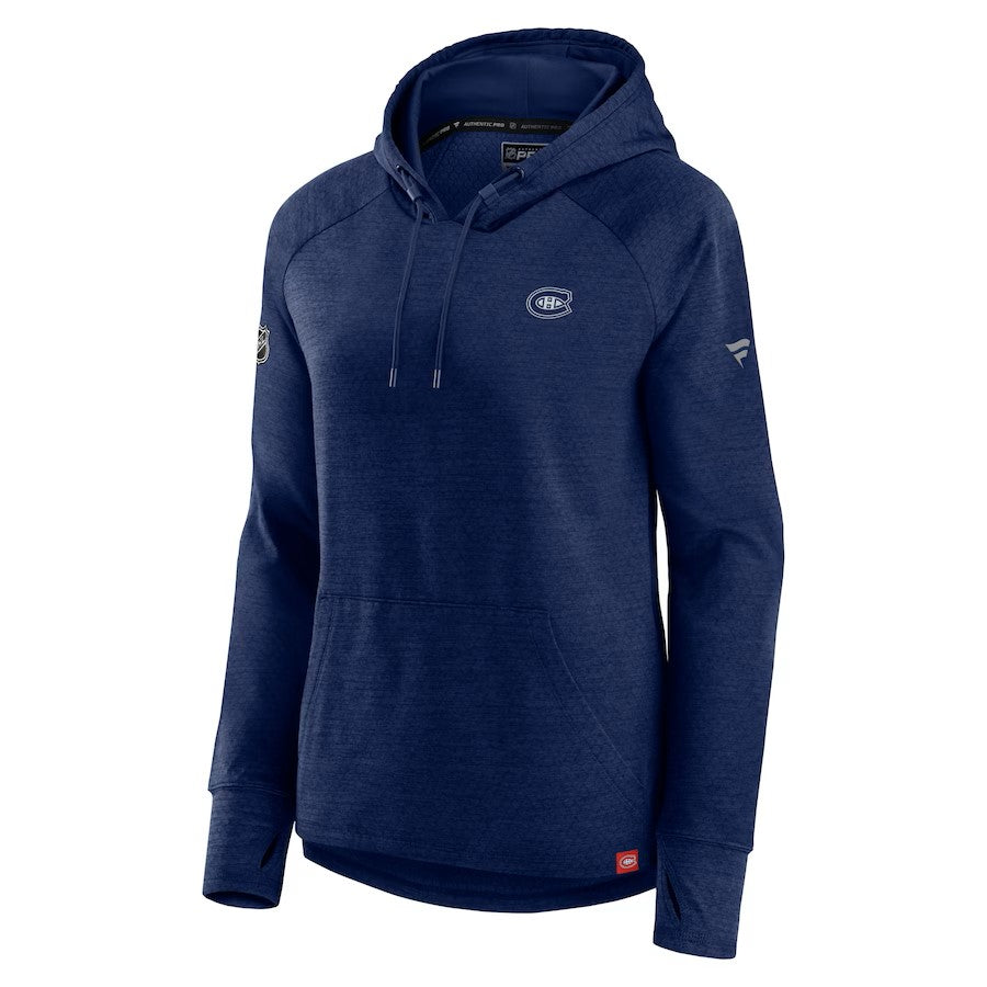 Montreal Canadiens NHL Fanatics Branded Women Navy Geo Fleece Pullover Hoodie product image 1, provided for visual reference