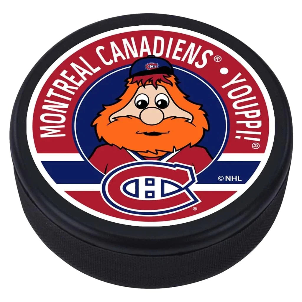 Youppi Montreal Canadiens NHL Mascot Textured Hockey Puck product image 2, provided for visual reference and product detail