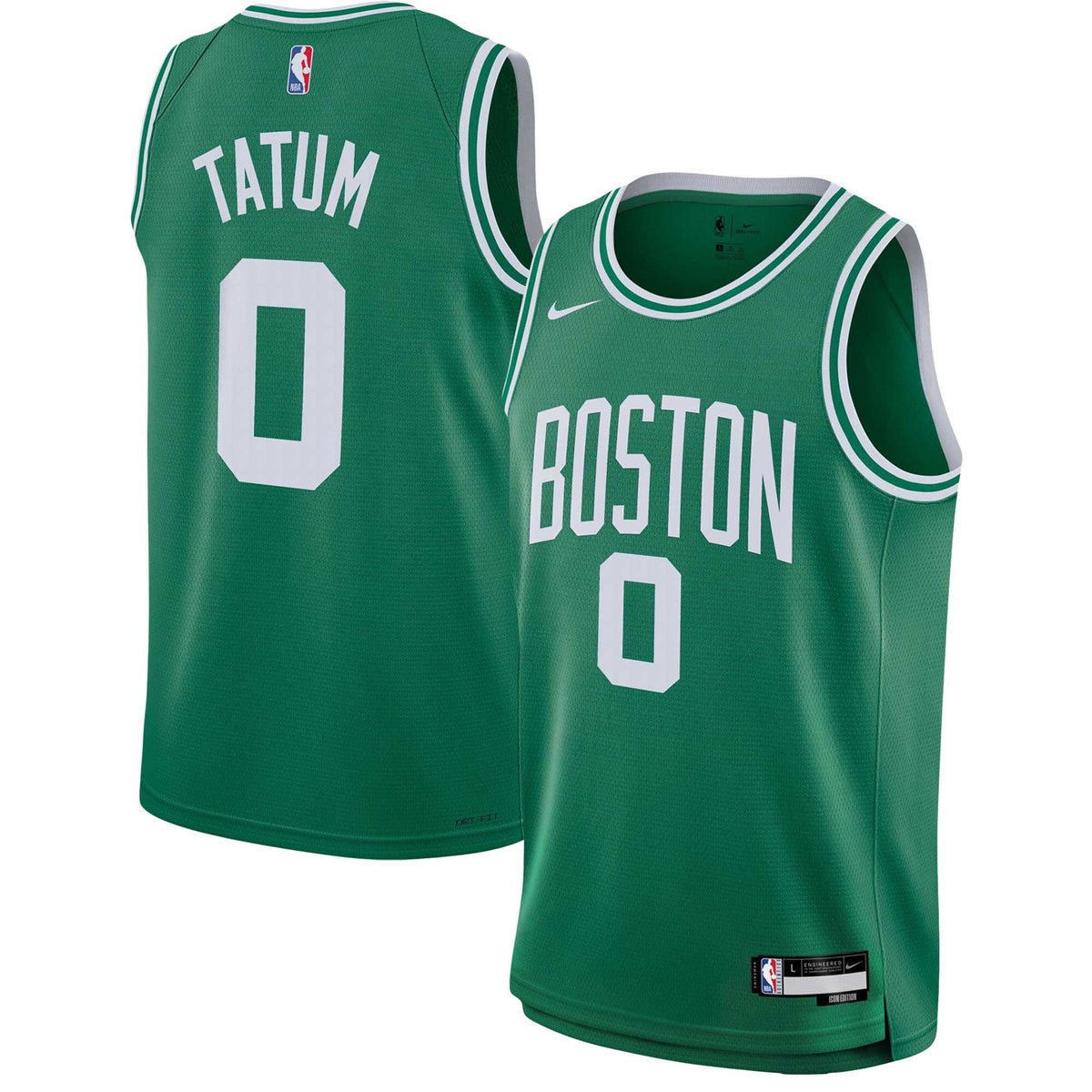 Boston Celtics Jayson Tatum Green Nike Swingman Icon Jersey product image 1, provided for visual reference and product