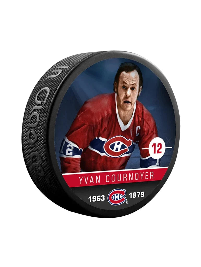 Yvan Cournoyer Montreal Canadiens NHL Inglasco Alumni Souvenir Hockey Puck product image 1, provided for visual reference